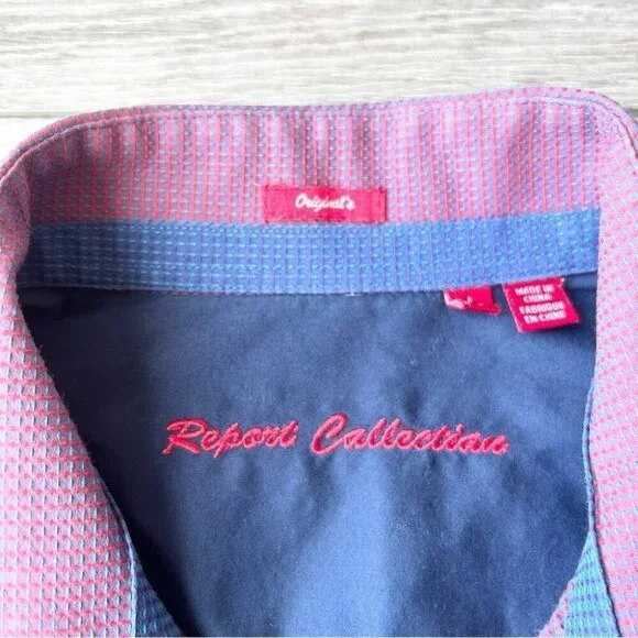 Report Collection Purple Waffle Pattern Pattern Button Down Shirt - Picture 11 of 16